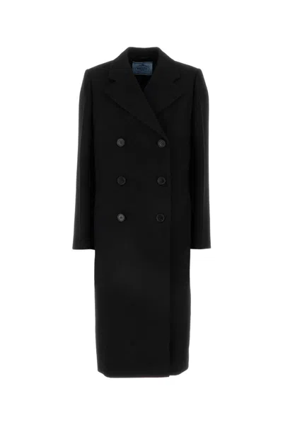 PRADA PRADA BLACK WOOL COAT