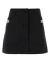 Prada Black Wool Mini Skirt In Black