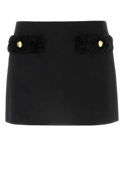 Prada Women's Wool Mini Skirt In Black