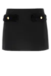 Prada Shearling-trimmed Wool Mini Skirt In Nero