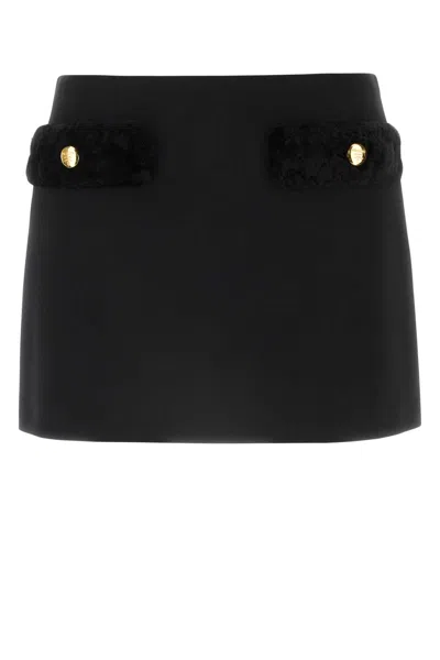 Prada Women's Wool Mini Skirt In Black