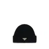 Prada Pr1hc3902dzlf0002bb Ribbed Wool Beanie In Black