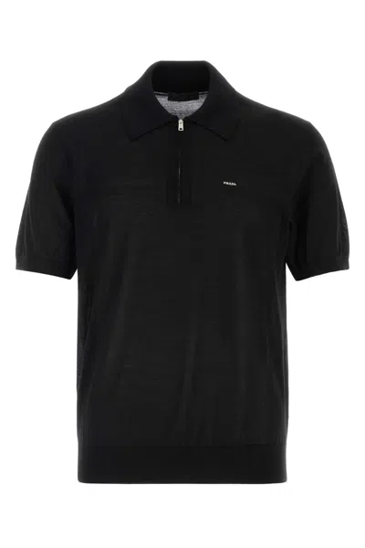 Prada Black Wool Polo Shirt