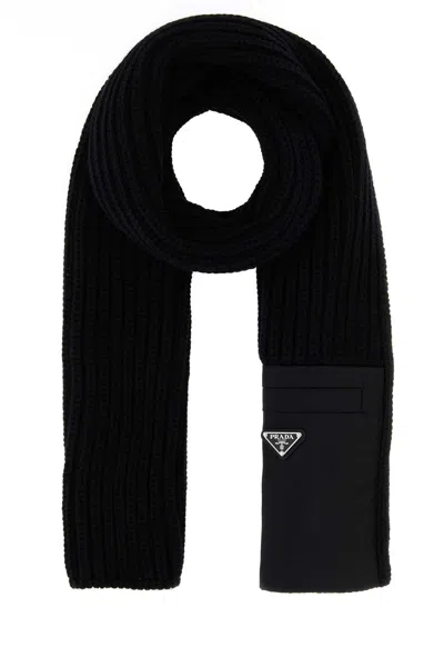 PRADA BLACK WOOL SCARF