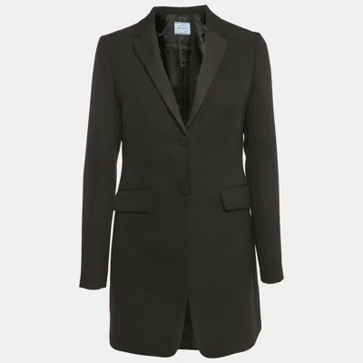 Pre-owned Prada Black Wool Single Breasted Mid-length Coat M