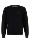 Prada Wool Crew Neck Sweater With Ribbed Cuffs In Black