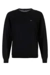 Prada Wool Crew Neck Sweater With Ribbed Cuffs In Black
