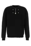 Prada Knit Sweater With Long Sleeves And Embellishment In Black