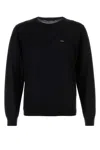 Prada Wool Crew Neck Sweater With Ribbed Cuffs In Black