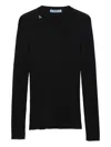Prada Textured Wool Crewneck Sweater With Long Sleeves In Black