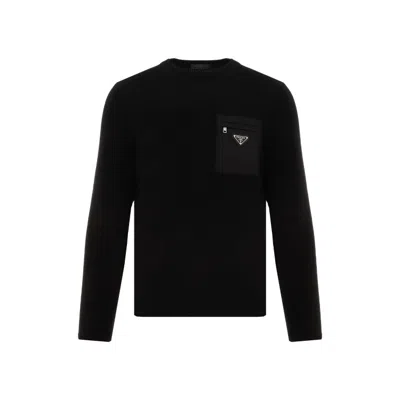 Prada Virgin Wool Crew-neck Sweater In Black