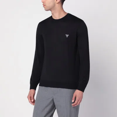 Prada Black Wool Sweater With Logo
