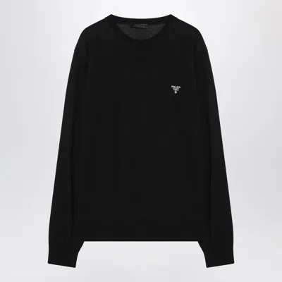 Prada Black Wool Sweater With Logo Men