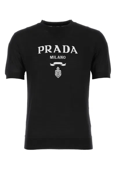 PRADA PRADA BLACK WOOL T-SHIRT