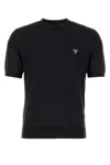 Prada Triangle-logo Cotton T-shirt In Black