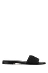 Prada Crochet Raffia Mules In Black