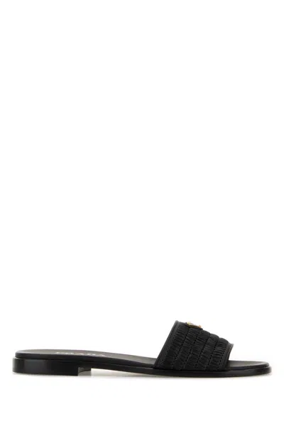 Prada Black Woven Sandals