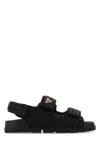Prada Raffia Flat Sole Sandals With Woven Braided Design In Black