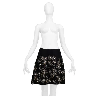 Pre-owned Prada Black Wrap Skirt With Silverware Charms 2006