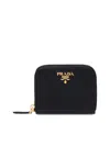 Prada Black Zip-around Wallet With Prominent Logo In Black