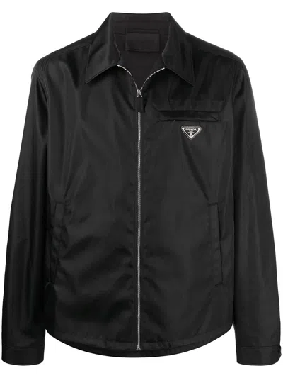 Prada Black Zip Jacket In Re-nylon