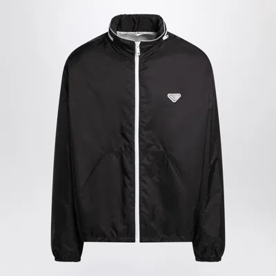 PRADA PRADA BLACK ZIP-UP JACKET IN RE-NYLON MEN