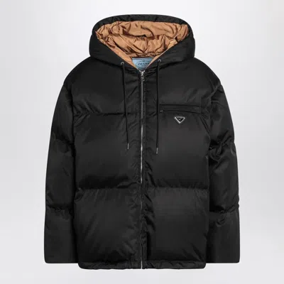 Prada Black Zip-up Puffer Jacket In Re-nylon Women