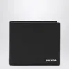 Prada Black/blue Saffiano Wallet With Logo In Black