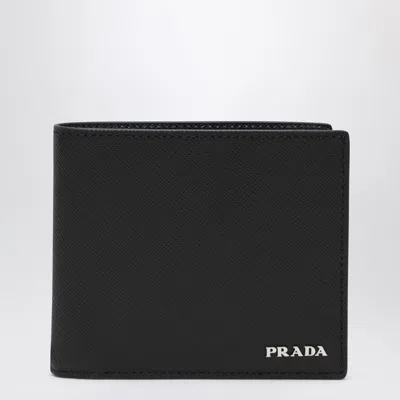 Prada Black/blue Saffiano Wallet With Logo Men