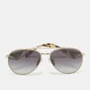 Prada Black/gold Spr 73z Triangle Logo Aviator Sunglasses In Black