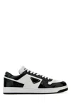 Prada Leather Sneakers Downtown Two-tone In Blackwhite