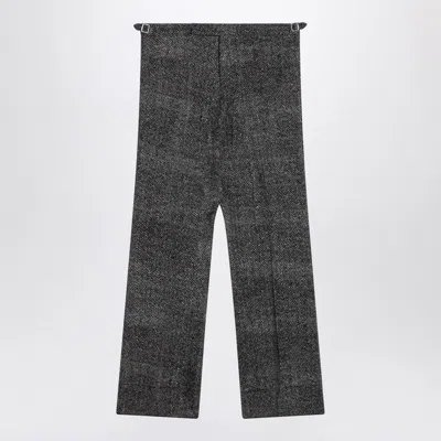 Prada Black/white Herringbone Pants Men