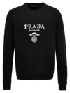 Prada Logo Wool And Cashmere Sweater In Blackwhite