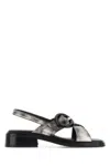 Prada Blackwhite Slingback Sandals In Silver