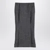 Prada Wool Weave Midi Skirt With Pleats And Back Zip