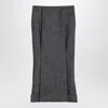 Prada Wool Weave Midi Skirt With Pleats And Back Zip In Black