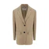 Prada Rope-coloured Single-breasted Jacket In Wool And Mohair In Neutral