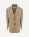 Prada Rope-coloured Single-breasted Jacket In Wool And Mohair In Neutral