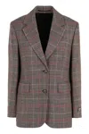 Prada Prince Of Wales Checked Jacket In Grey
