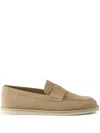 Prada Desert Calf Leather Flat Shoes In Neutrals