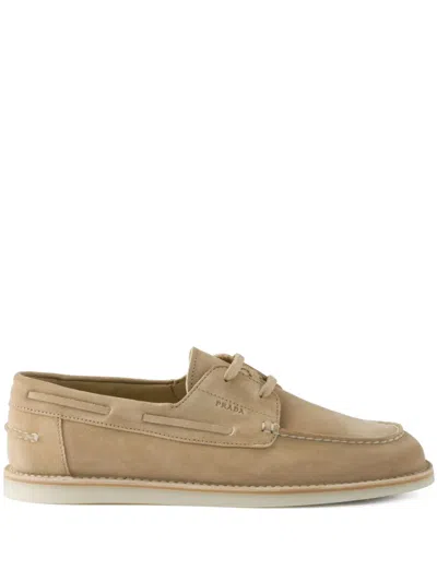 Prada Bleached Suede Shoes In Neutrals