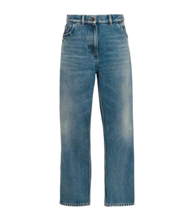 Prada Low-rise Straight-leg Jeans In Blau