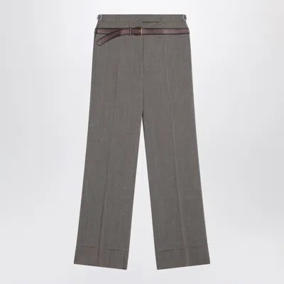 PRADA PRADA BLEND TROUSERS WITH PRINTED BELT
