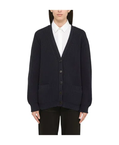 Prada Blended Knitted Cardigan In Blue