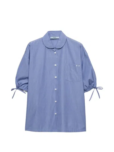 Prada Bleu Cotton Camicia In Blue