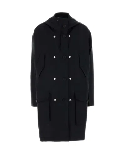 Prada Bleu Mohair Virgin Wool Parka In Black