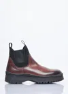 Prada Chunky Sole Leather Ankle Boots In Brown
