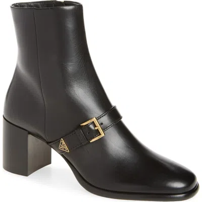 Prada Block Heel Ankle Bootie In Black