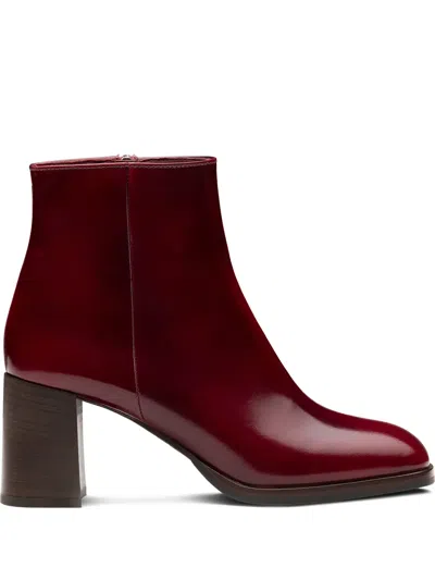 Prada Block-heel Ankle Boots In Rot