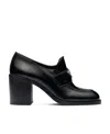 Prada Block-heel Brushed-leather Loafers In Black